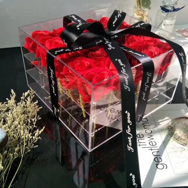 Acrylic Flower Box diy Valentine's Day Gift Box High-End Gift Box Transparent Flower Arrangement Box Storage Box